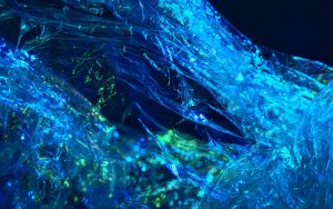 futuristic abstract art made with plastic and blue lighting