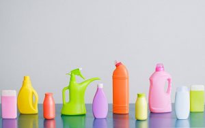 Colourful packaging bottles made of HDPE