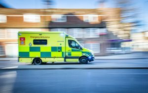 UK NHS ambulance driving fast