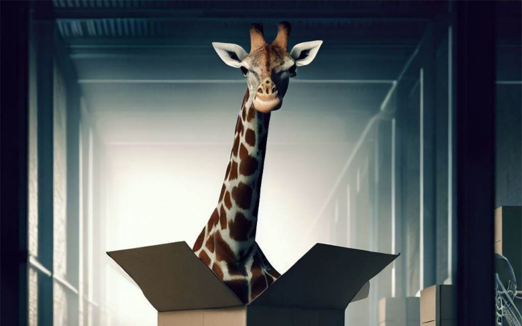 Unusual packaging – image of a giraffe in a box.