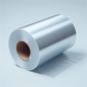 a roll of polythene machine film, neutral background