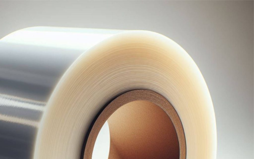 Image of polythene banding film on a roll.