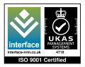 Interface UKAS ISO 9001 Certified